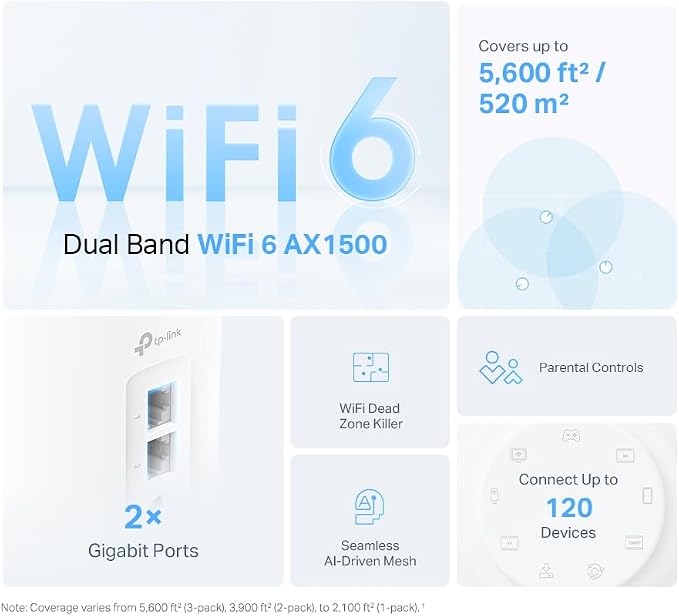 TP-Link Deco X10 Whole Home Mesh Wi-Fi 6 System, AX1500, 1-Pack