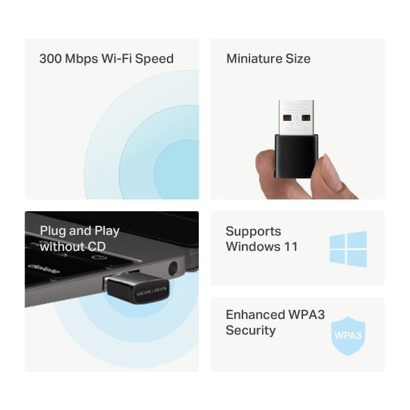 MERCUSYS MA12N N300 Wireless Nano USB Adapter