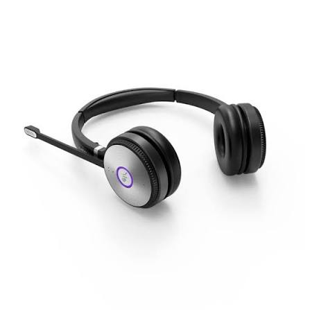 Black and silver headphones on a white background
