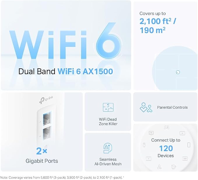 TP-Link Deco X10 Whole Home Mesh Wi-Fi 6 System , AX1500, 2-Pack