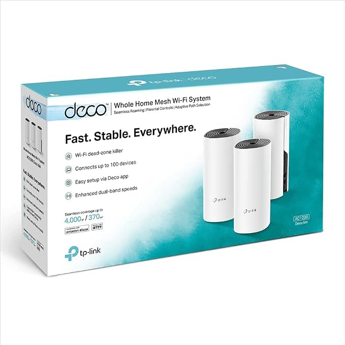 TP-Link Deco M4 Whole Home Mesh Wi-Fi System, AC1200, 3-Pack