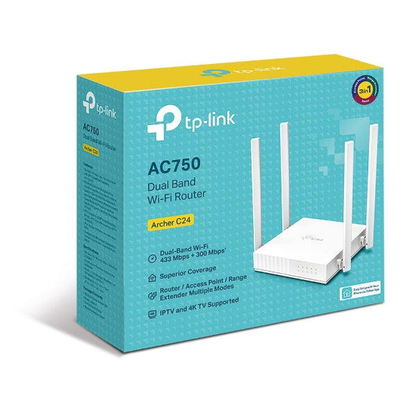 TP-Link Archer C24 Dual-Band Wi-Fi Router, AC750