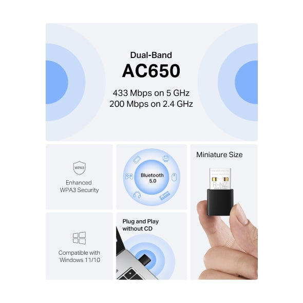 MERCUSYS MA20NB Nano Wi-Fi AC650 Bluetooth 5.0 USB adapter
