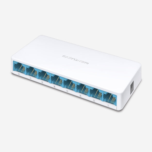 MERCUSYS (Renewed) MS108 8-Port 10/100Mbps Ethernet Network Desktop Network Switch (White, Blue)