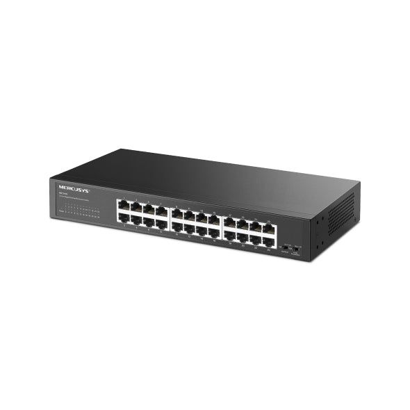 Mercusys 24-Port Gigabit Desktop/Rackmount Switch, Full Gigabit Ports, Auto-Negotiation, Auto-MDI/MDIX Supports, Loop Prevention, Isolation Mode, Durable Metal Casing, Plug and Play (MS124GS)