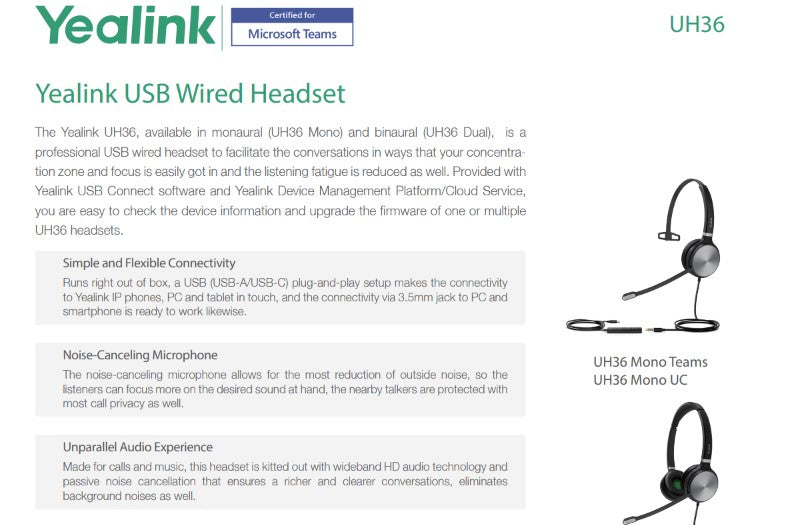 Yealink UH34 USB Headset